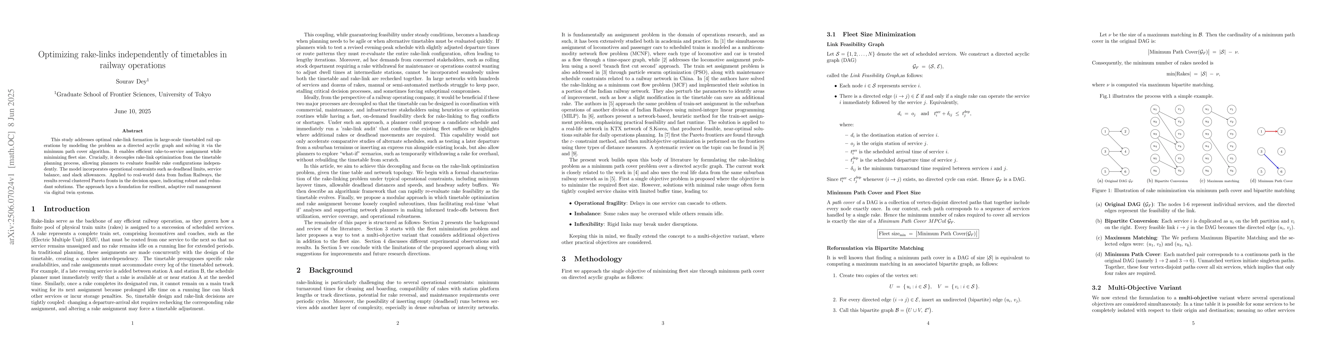 Thumbnail for Optimizing rake-links independently of timetables in railway operations