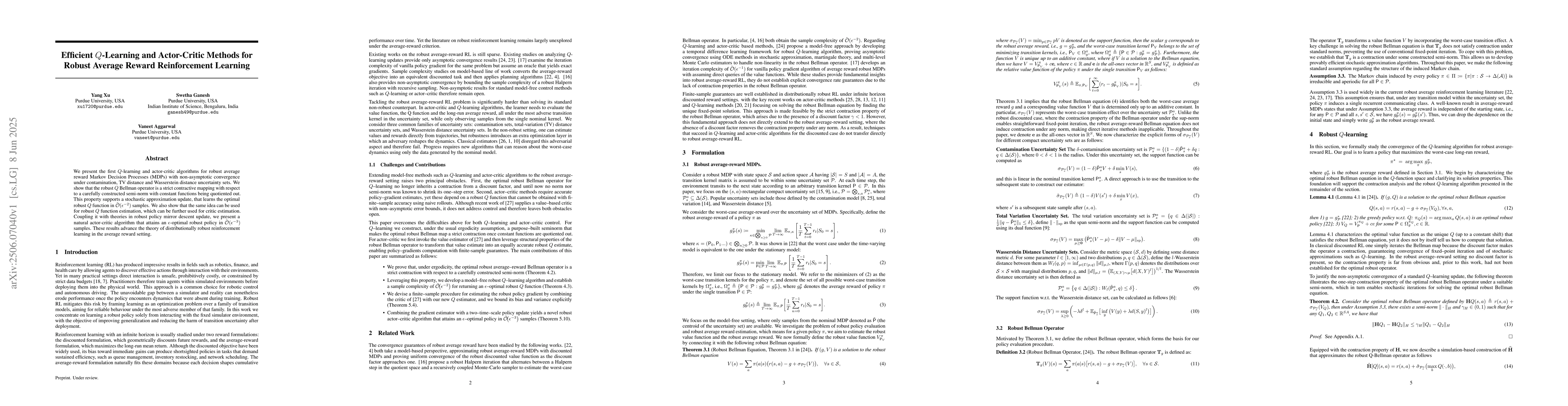 Thumbnail for Efficient $Q$-Learning and Actor-Critic Methods for Robust Average
  Reward Reinforcement Learning