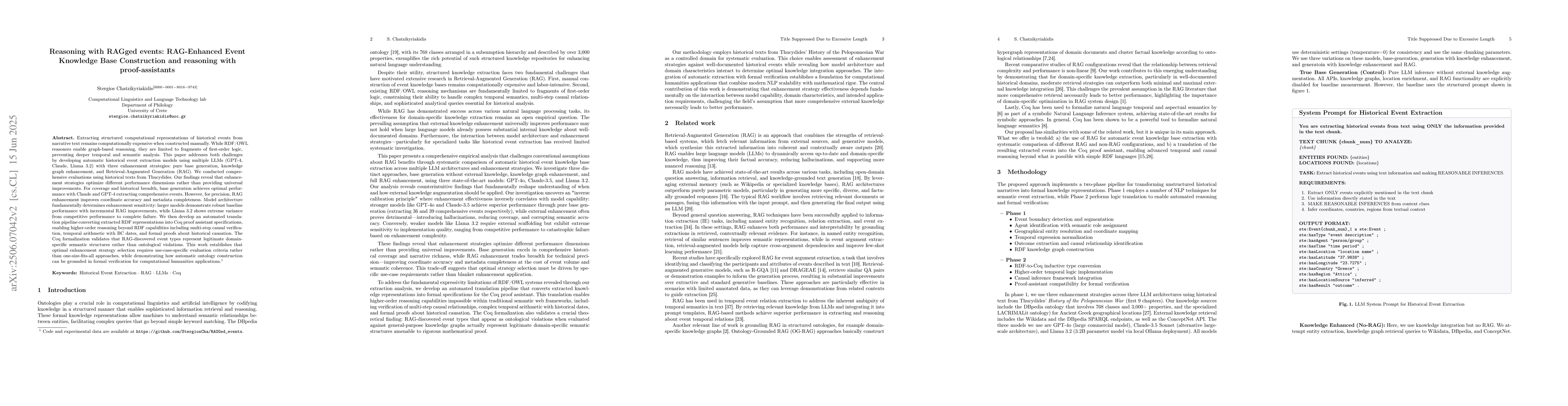 Thumbnail for Reasoning with RAGged events: RAG-Enhanced Event Knowledge Base
  Construction and reasoning with proof-assistants
