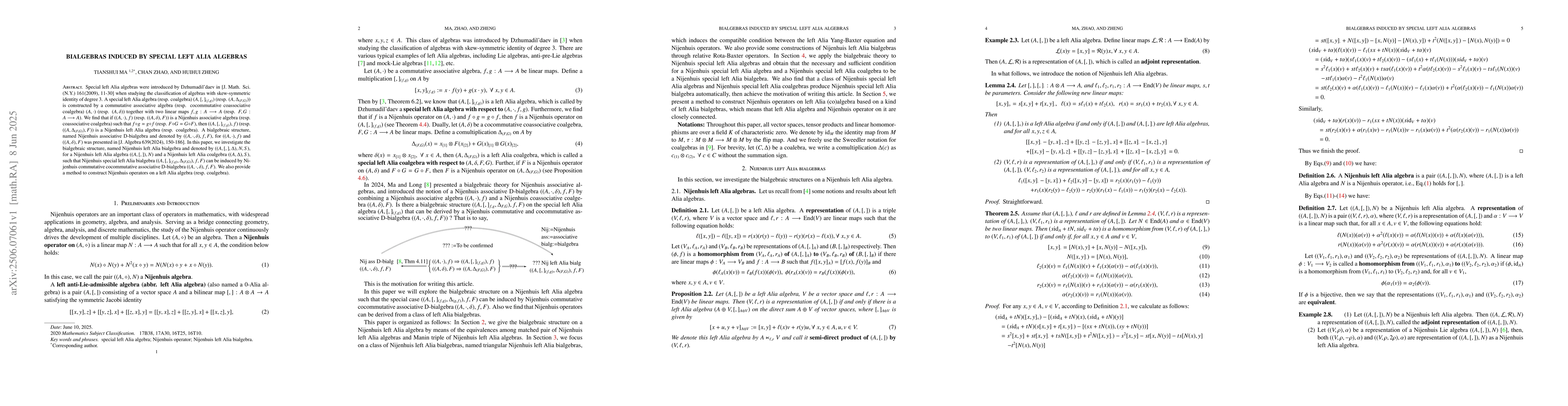 Thumbnail for Bialgebras induced by special left Alia algebras
