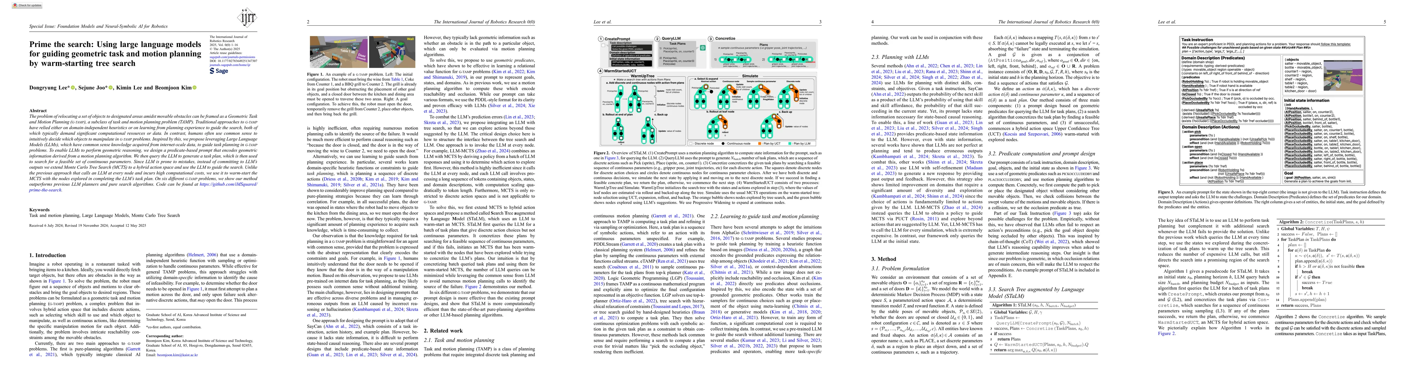 Thumbnail for Prime the search: Using large language models for guiding geometric task
  and motion planning by warm-starting tree search