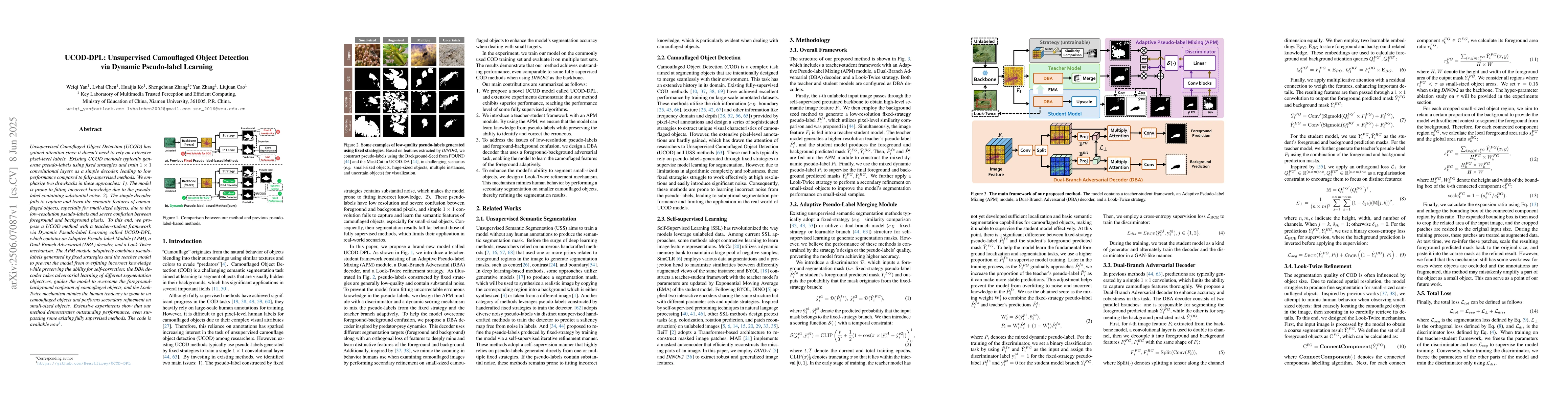 Thumbnail for UCOD-DPL: Unsupervised Camouflaged Object Detection via Dynamic
  Pseudo-label Learning