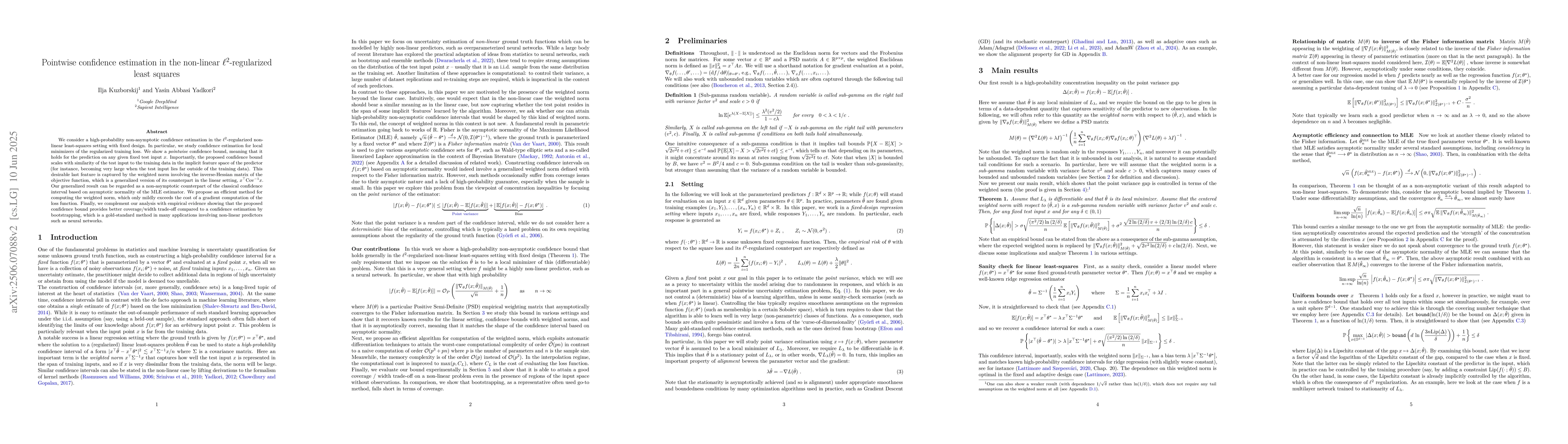 Thumbnail for Pointwise confidence estimation in the non-linear $\ell^2$-regularized
  least squares