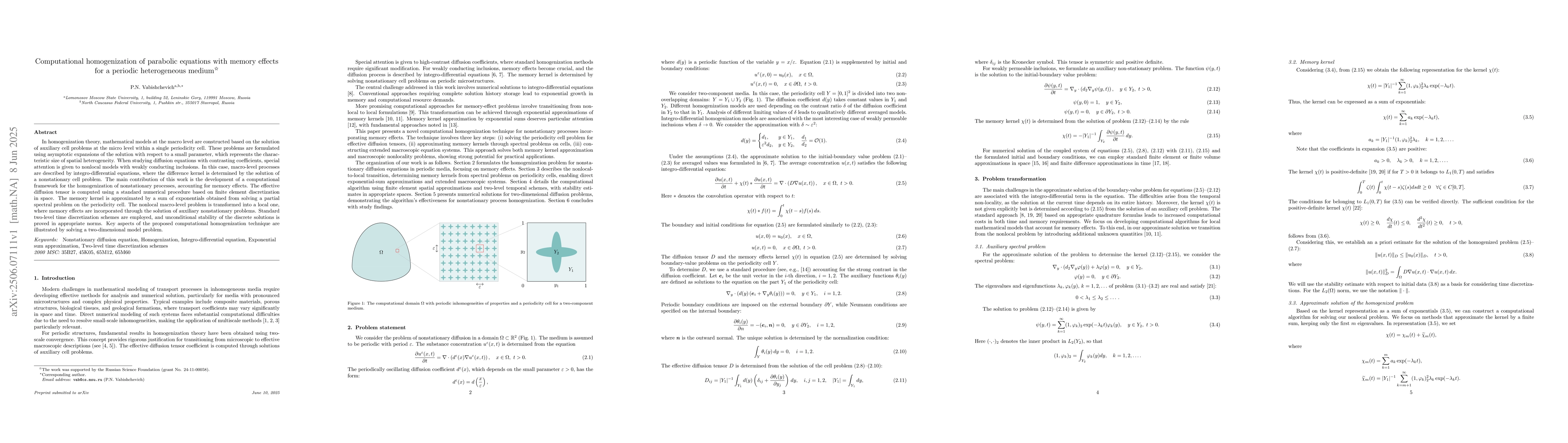 Thumbnail for Computational homogenization of parabolic equations with memory effects
  for a periodic heterogeneous medium