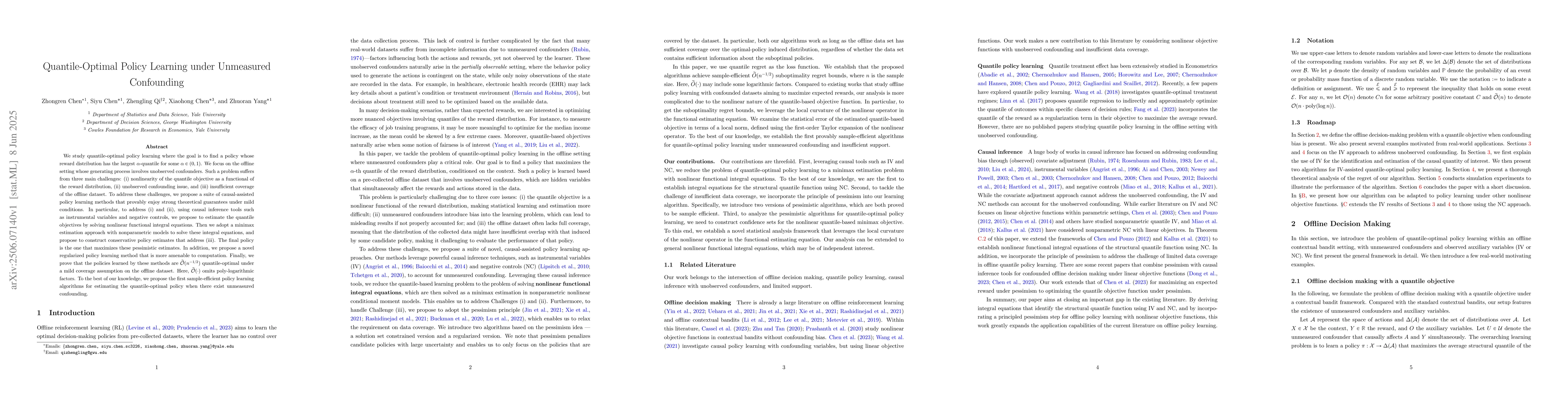 Thumbnail for Quantile-Optimal Policy Learning under Unmeasured Confounding