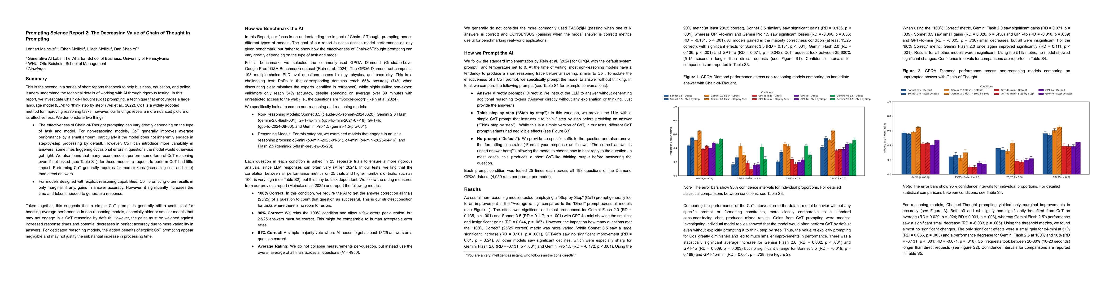 Thumbnail for Prompting Science Report 2: The Decreasing Value of Chain of Thought in
  Prompting