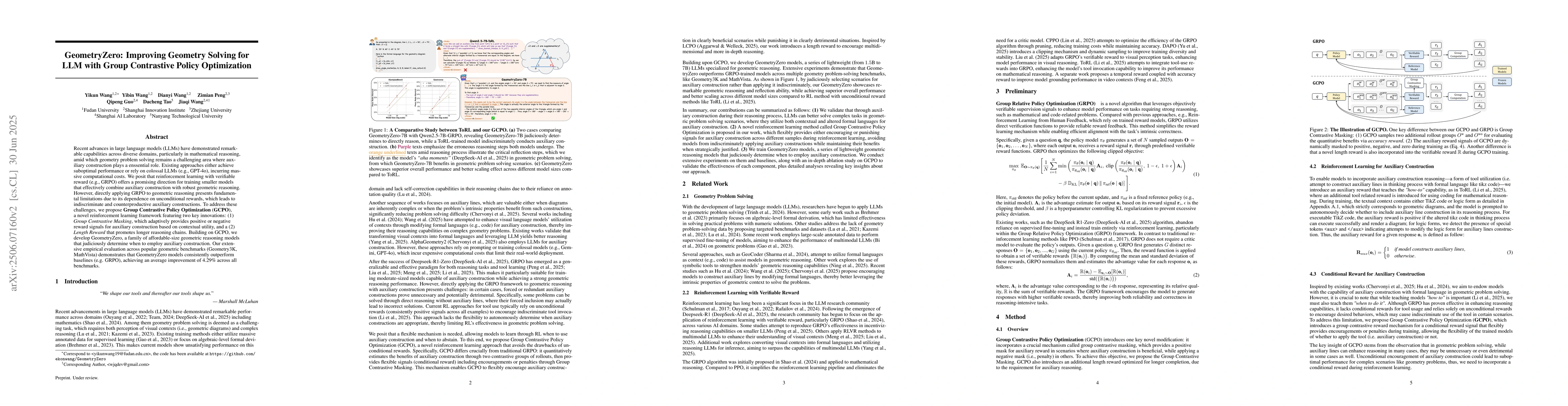 Thumbnail for GeometryZero: Improving Geometry Solving for LLM with Group Contrastive
  Policy Optimization