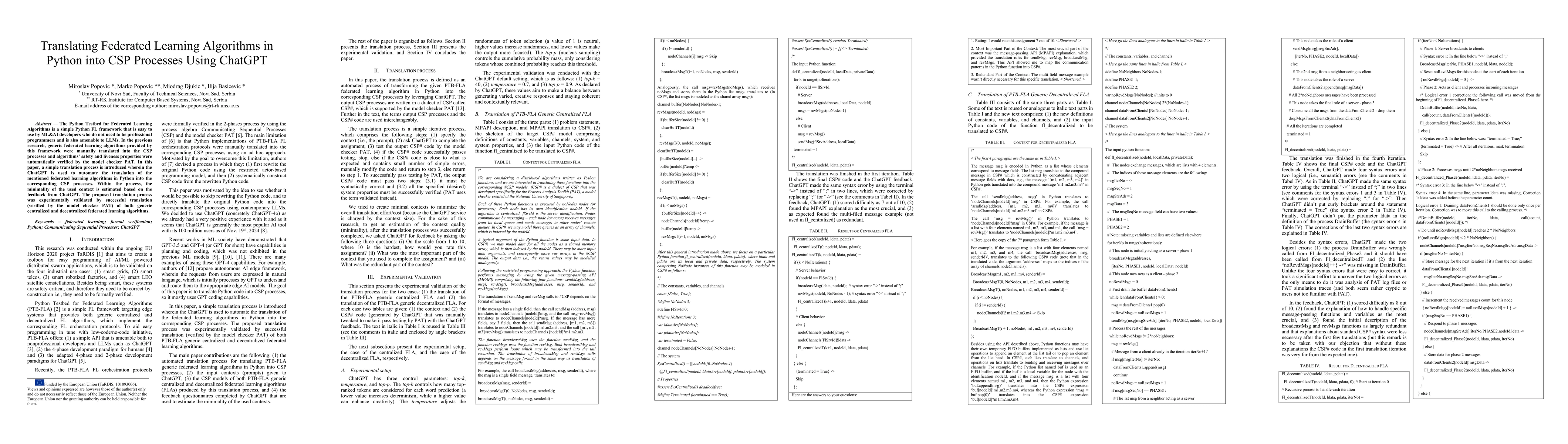 Thumbnail for Translating Federated Learning Algorithms in Python into CSP Processes
  Using ChatGPT