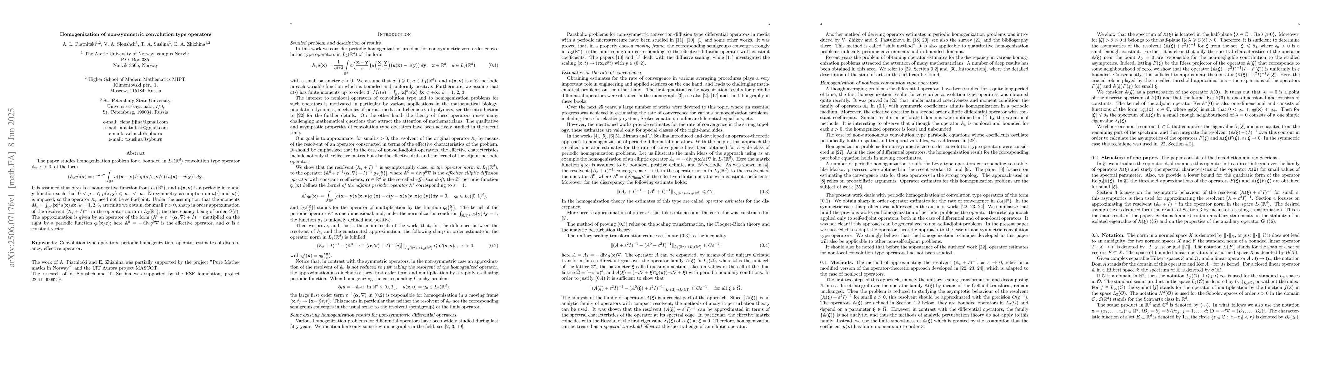Thumbnail for Homogenization of non-symmetric convolution type operators
