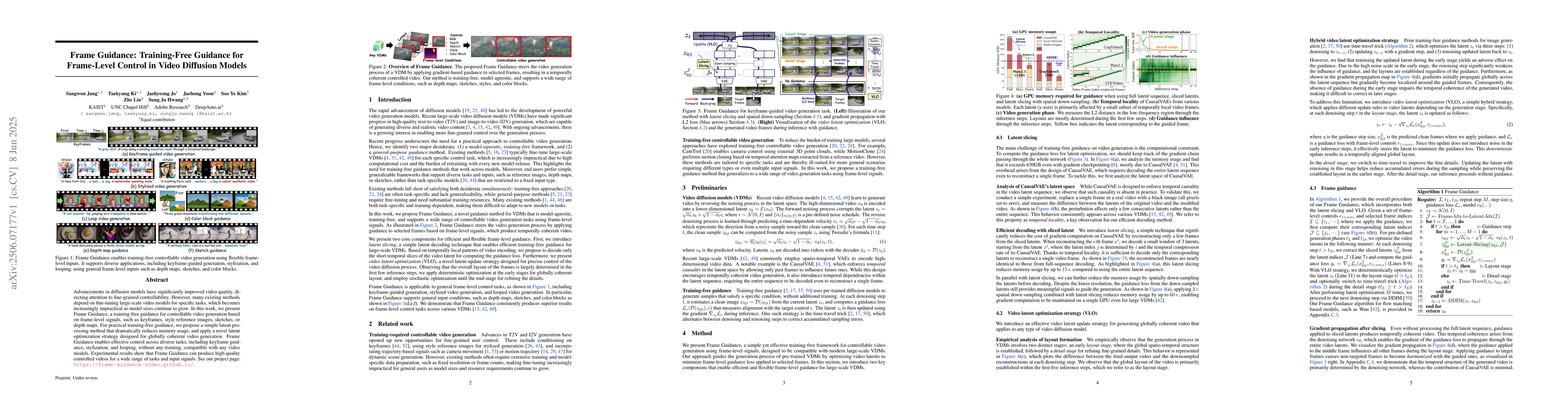Thumbnail for Frame Guidance: Training-Free Guidance for Frame-Level Control in Video
  Diffusion Models