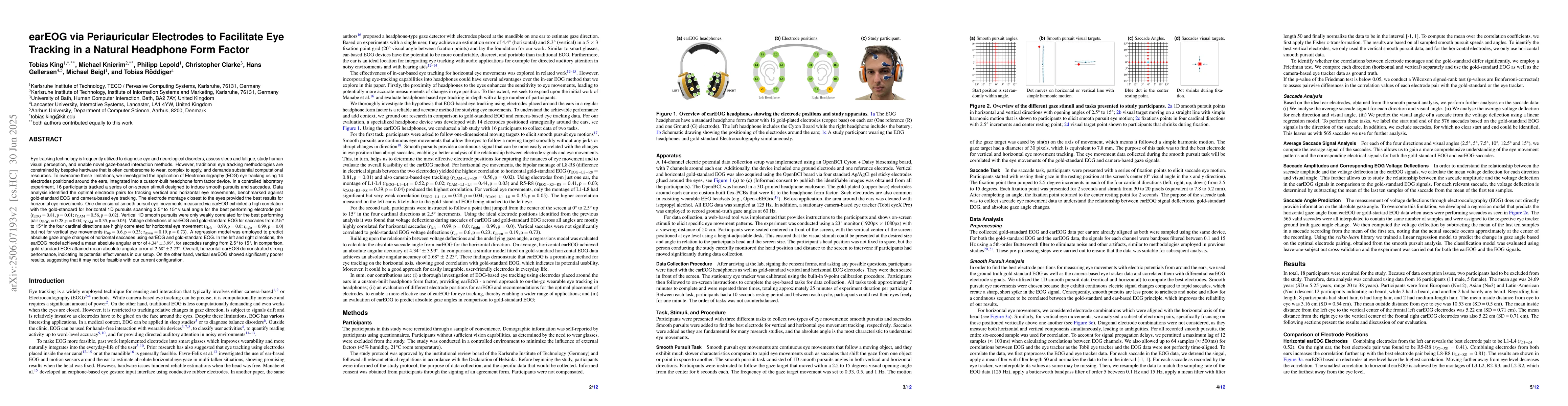 Thumbnail for earEOG via Periauricular Electrodes to Facilitate Eye Tracking in a
  Natural Headphone Form Factor