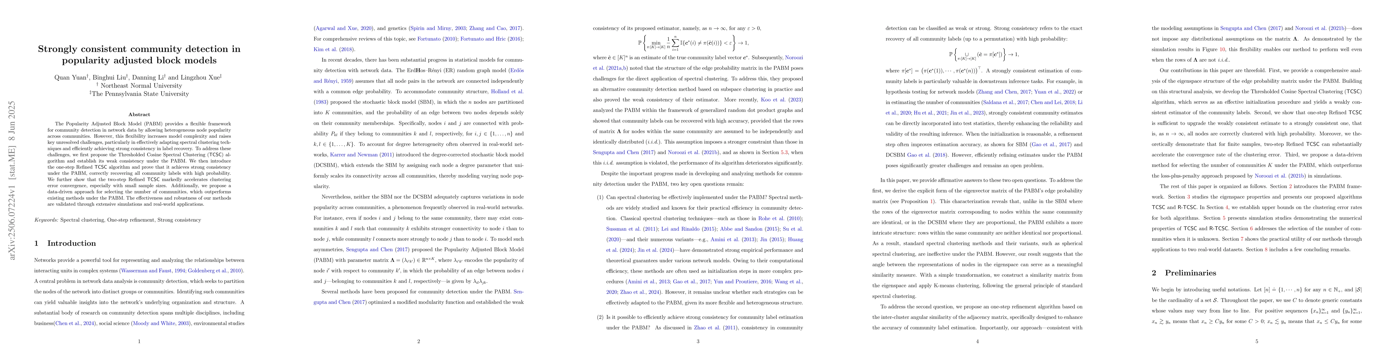 Thumbnail for Strongly Consistent Community Detection in Popularity Adjusted Block
  Models