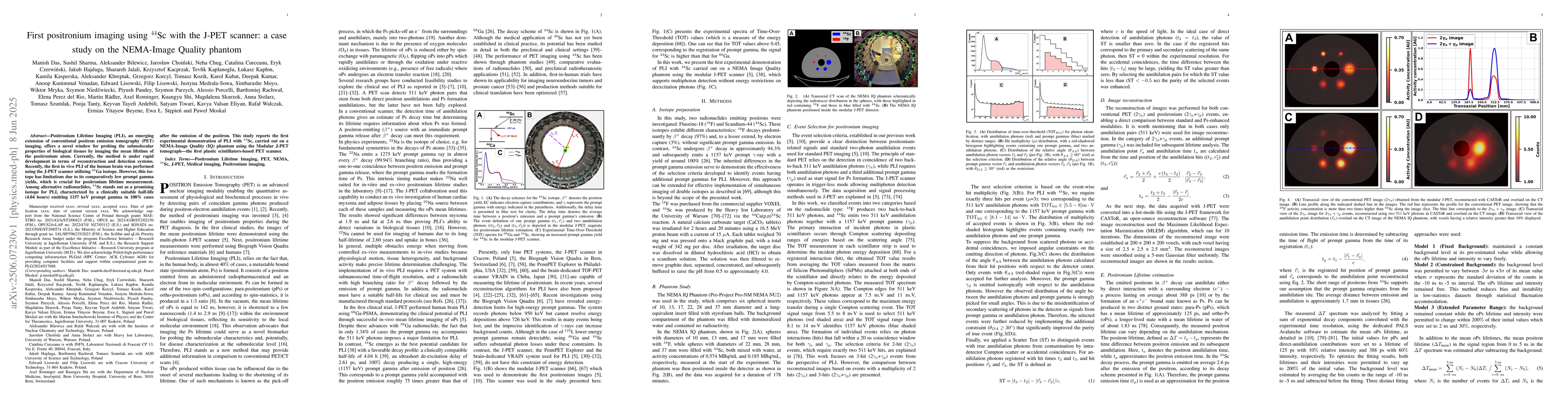 Thumbnail for First positronium imaging using $^{44}$Sc with the J-PET scanner: a case
  study on the NEMA-Image Quality phantom