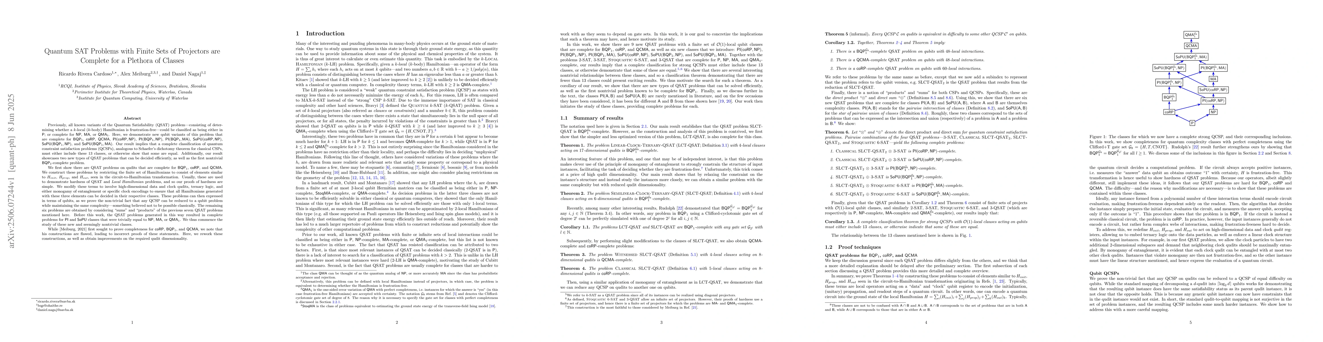 Thumbnail for Quantum SAT Problems with Finite Sets of Projectors are Complete for a
  Plethora of Classes