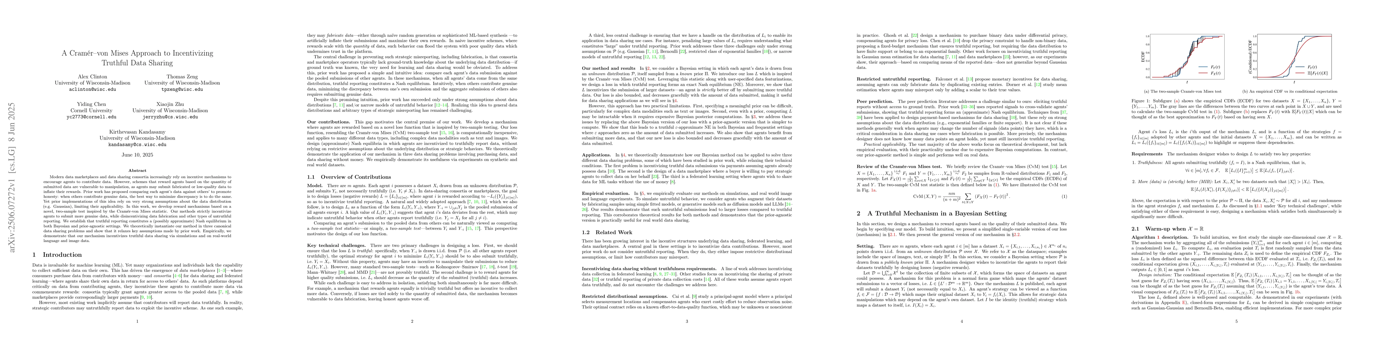 Thumbnail for A Cramér-von Mises Approach to Incentivizing Truthful Data Sharing