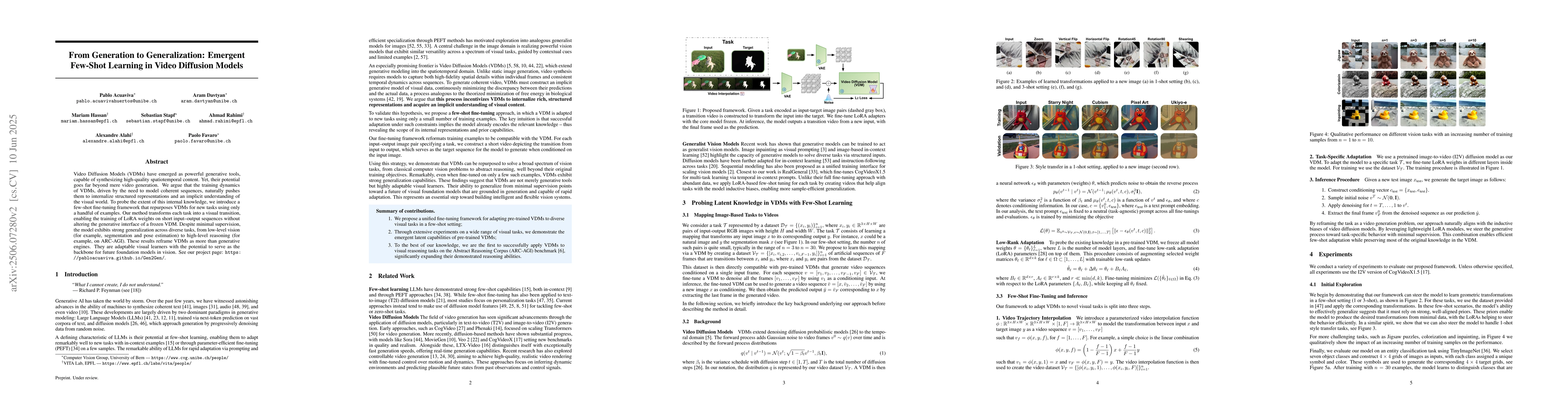 Thumbnail for From Generation to Generalization: Emergent Few-Shot Learning in Video
  Diffusion Models
