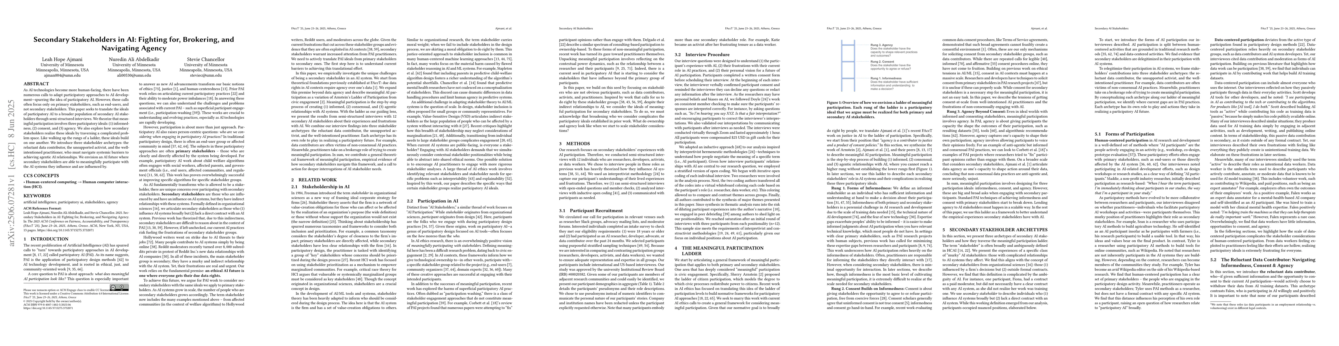 Thumbnail for Secondary Stakeholders in AI: Fighting for, Brokering, and Navigating
  Agency