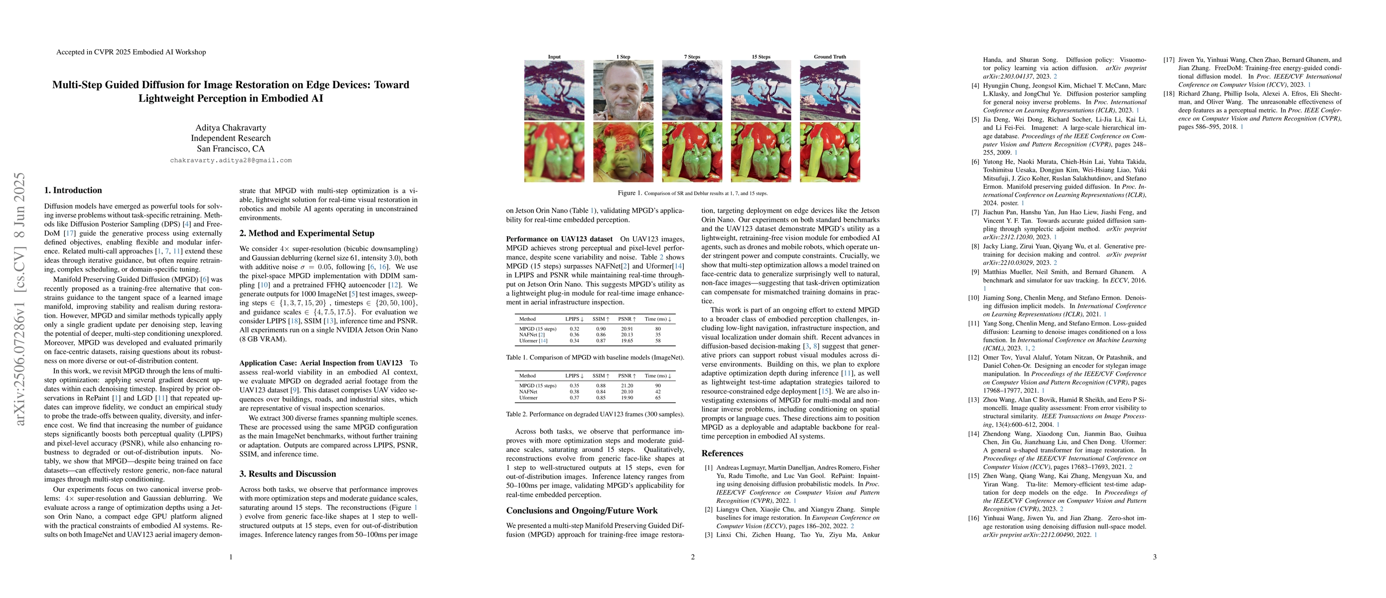 Thumbnail for Multi-Step Guided Diffusion for Image Restoration on Edge Devices:
  Toward Lightweight Perception in Embodied AI