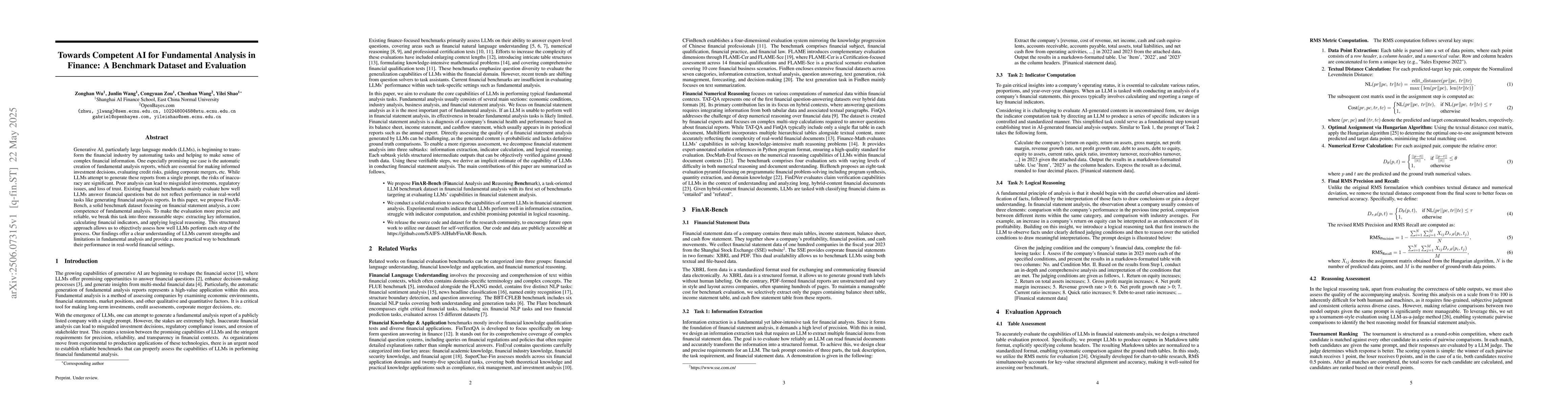 Thumbnail for Towards Competent AI for Fundamental Analysis in Finance: A Benchmark
  Dataset and Evaluation