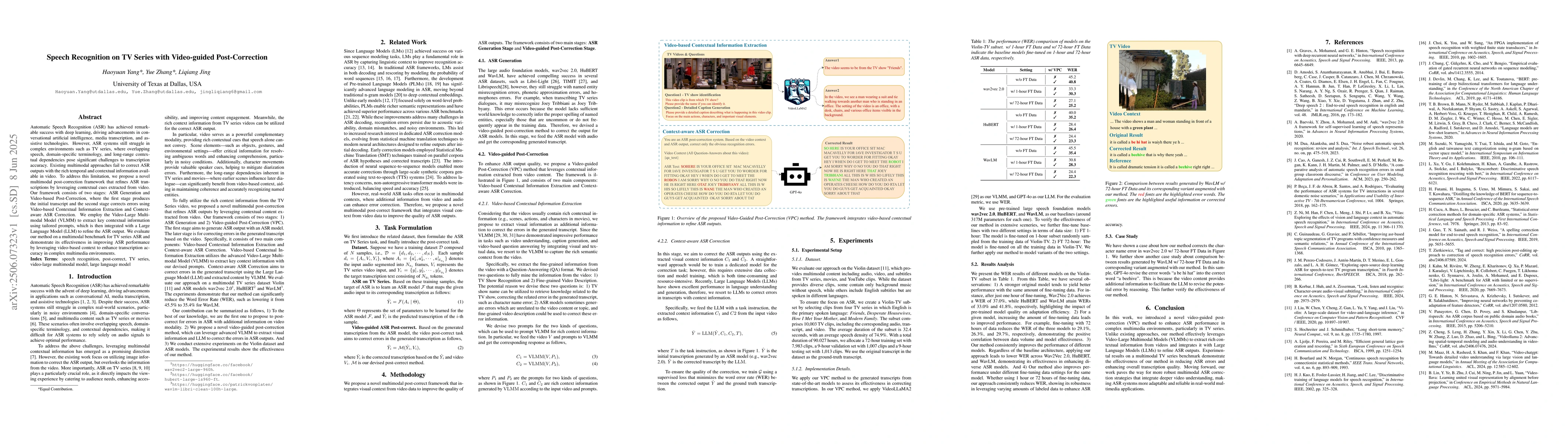 Thumbnail for Speech Recognition on TV Series with Video-guided Post-Correction