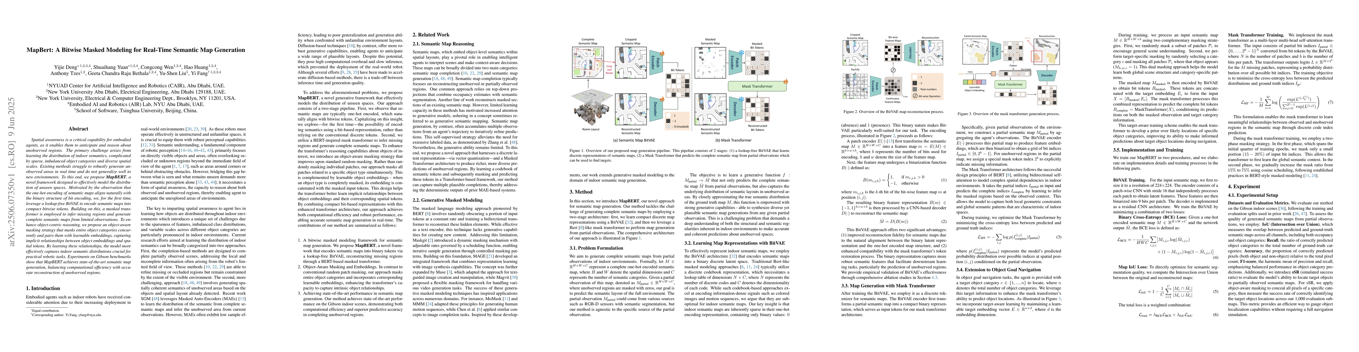 Thumbnail for MapBERT: Bitwise Masked Modeling for Real-Time Semantic Mapping
  Generation