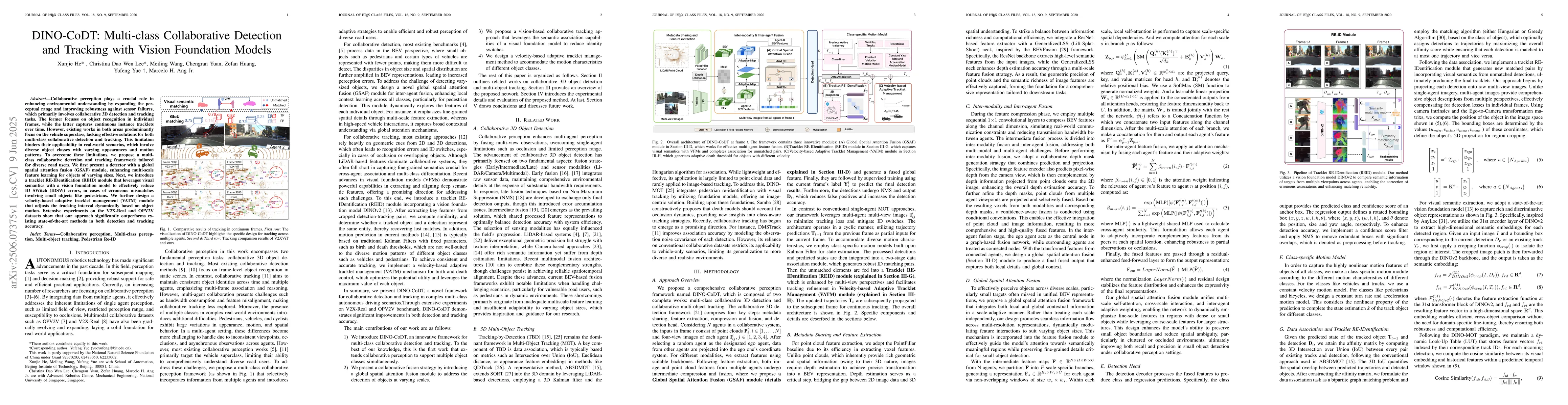 Thumbnail for DINO-CoDT: Multi-class Collaborative Detection and Tracking with Vision
  Foundation Models