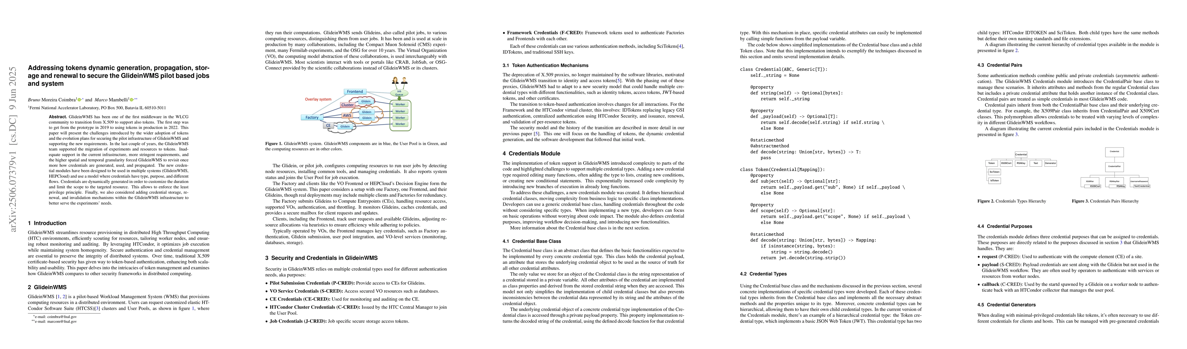 Thumbnail for Addressing tokens dynamic generation, propagation, storage and renewal
  to secure the GlideinWMS pilot based jobs and system