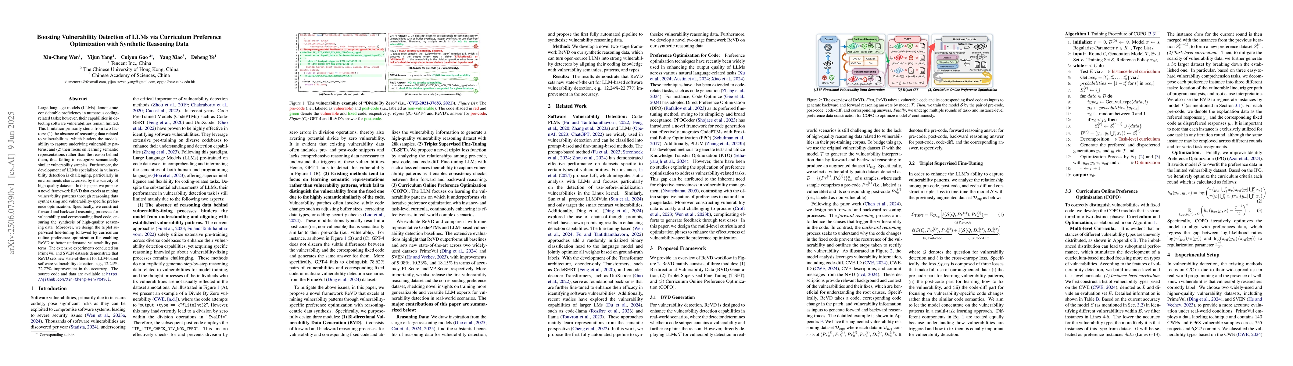 Thumbnail for Boosting Vulnerability Detection of LLMs via Curriculum Preference
  Optimization with Synthetic Reasoning Data