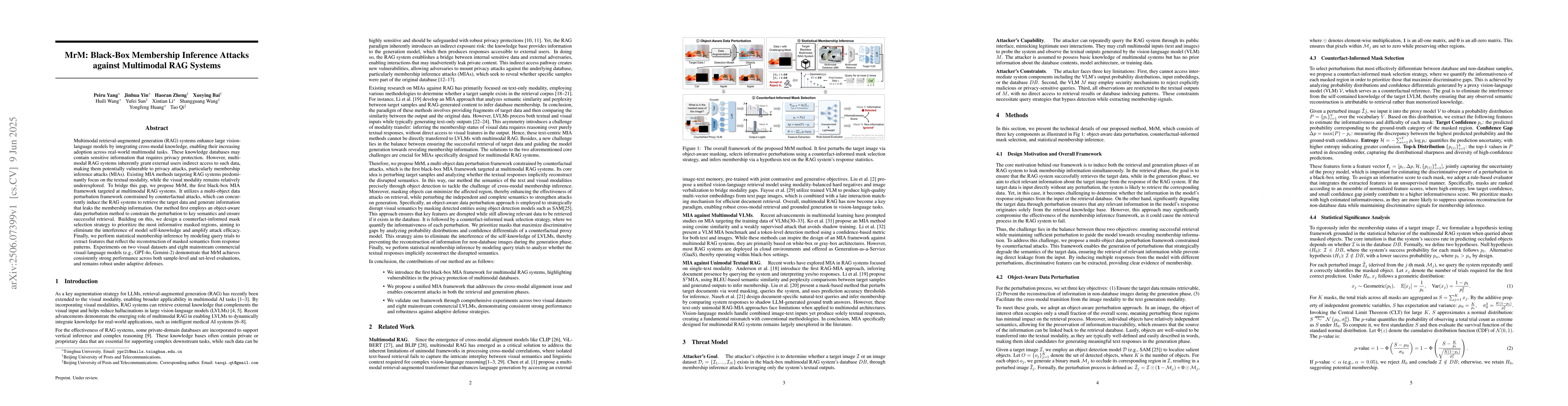 Thumbnail for MrM: Black-Box Membership Inference Attacks against Multimodal RAG
  Systems