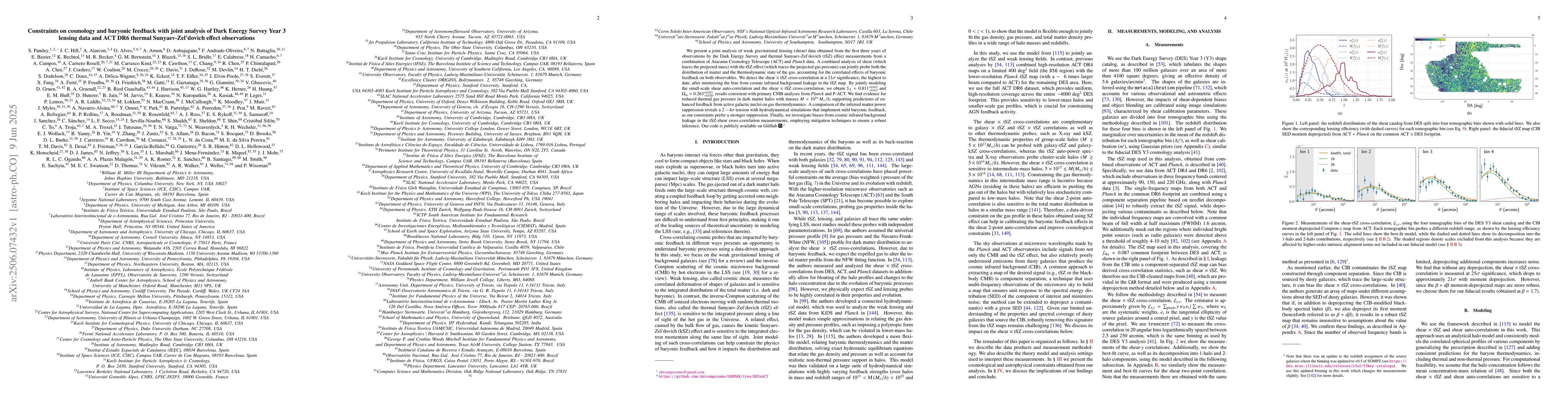 Thumbnail for Constraints on cosmology and baryonic feedback with joint analysis of
  Dark Energy Survey Year 3 lensing data and ACT DR6 thermal Sunyaev-Zel'dovich
  effect observations