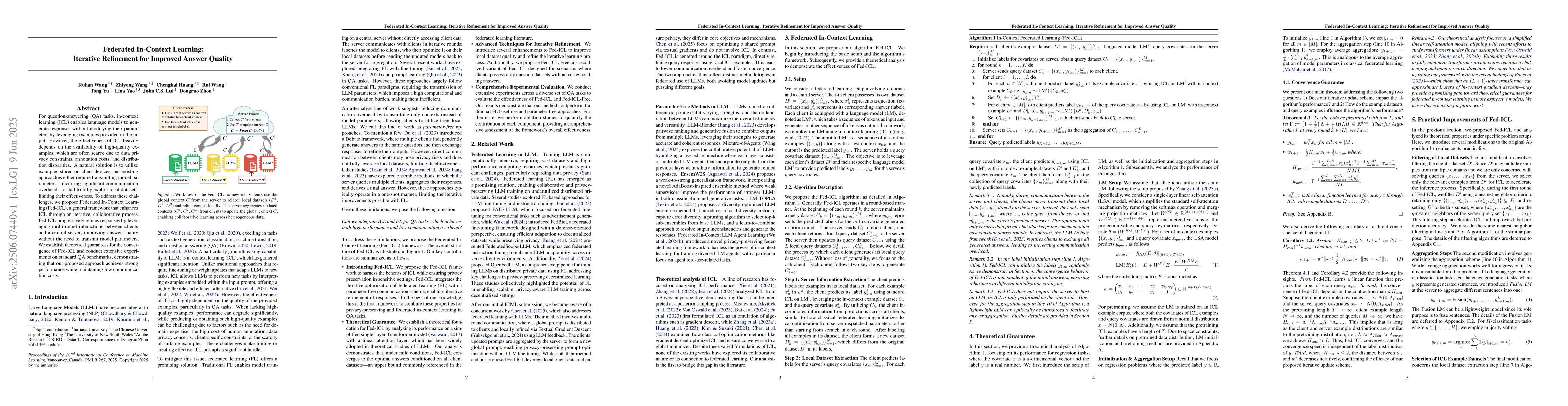 Thumbnail for Federated In-Context Learning: Iterative Refinement for Improved Answer
  Quality