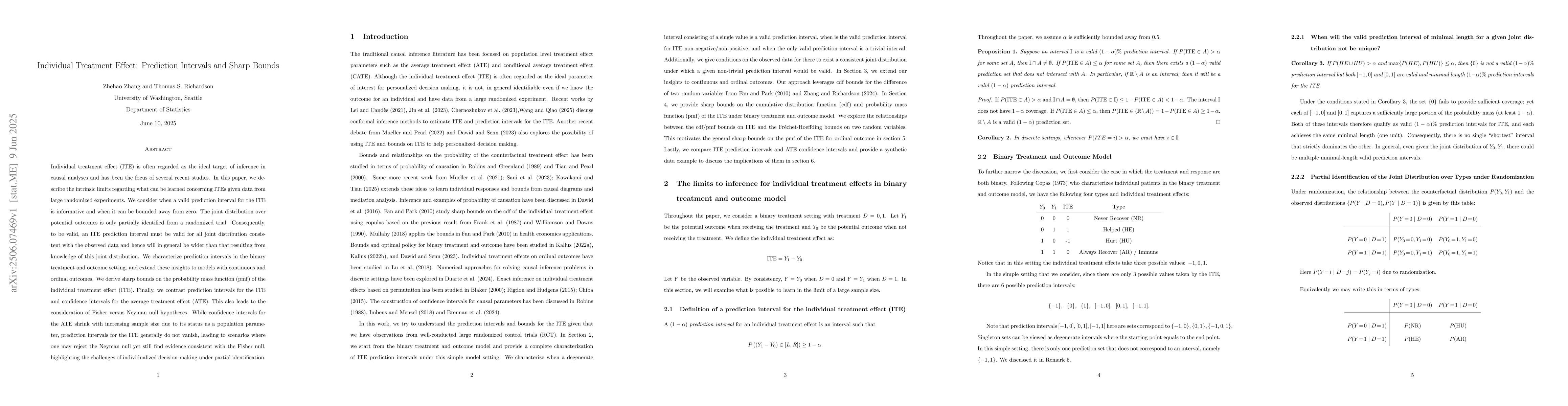 Thumbnail for Individual Treatment Effect: Prediction Intervals and Sharp Bounds