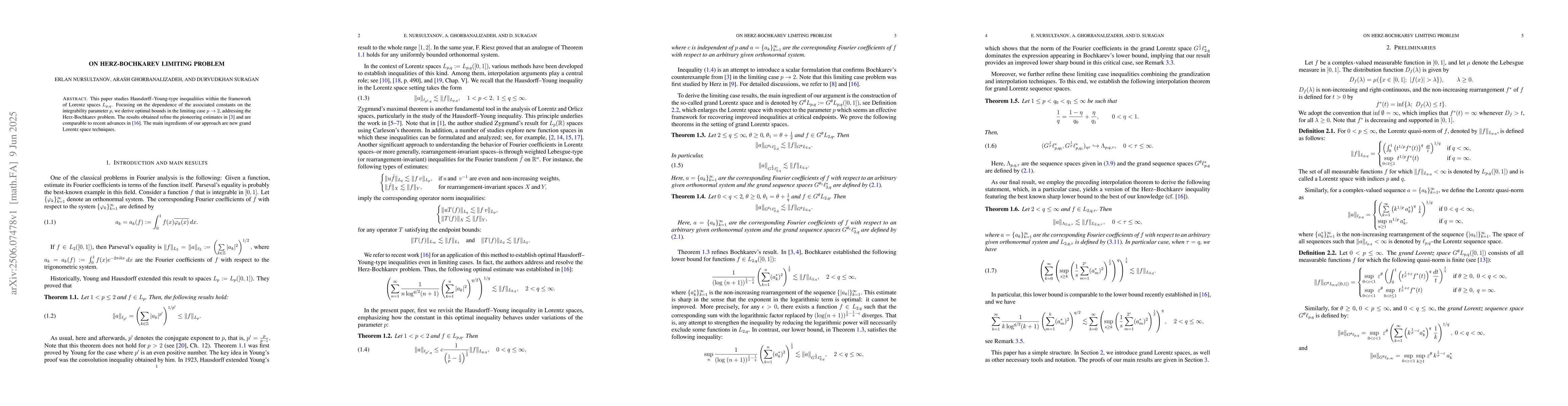 Thumbnail for On Herz-Bochkarev limiting problem