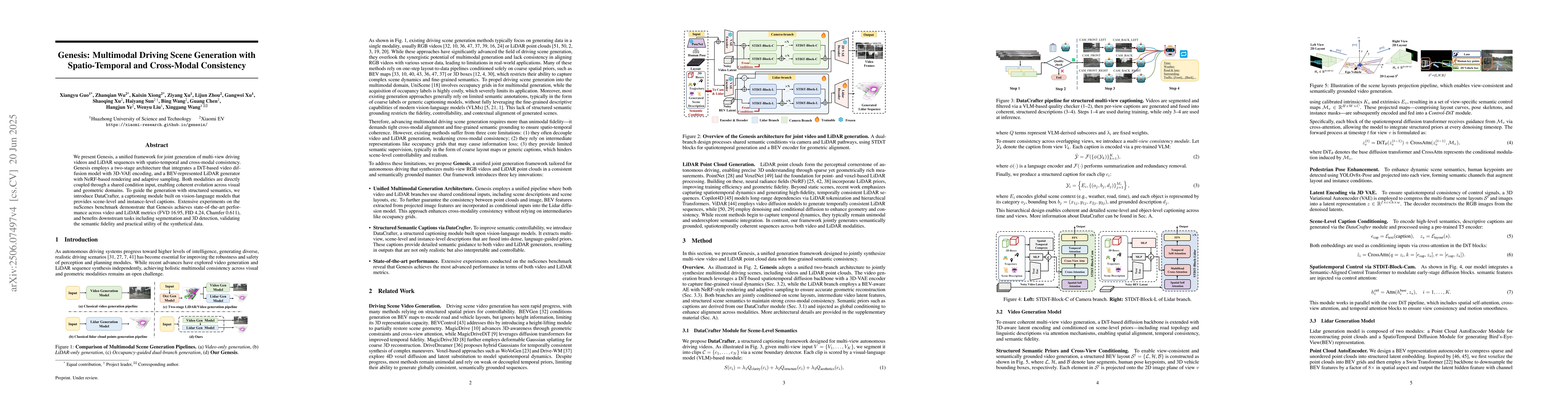 Thumbnail for Genesis: Multimodal Driving Scene Generation with Spatio-Temporal and
  Cross-Modal Consistency