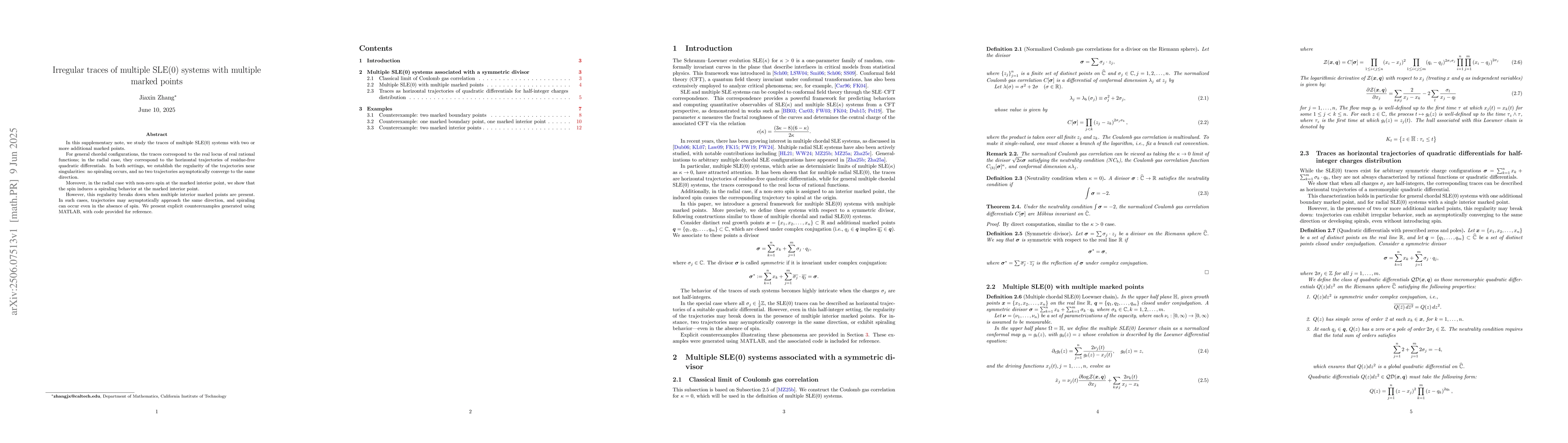 Thumbnail for Irregular traces of multiple SLE(0) systems with multiple marked points