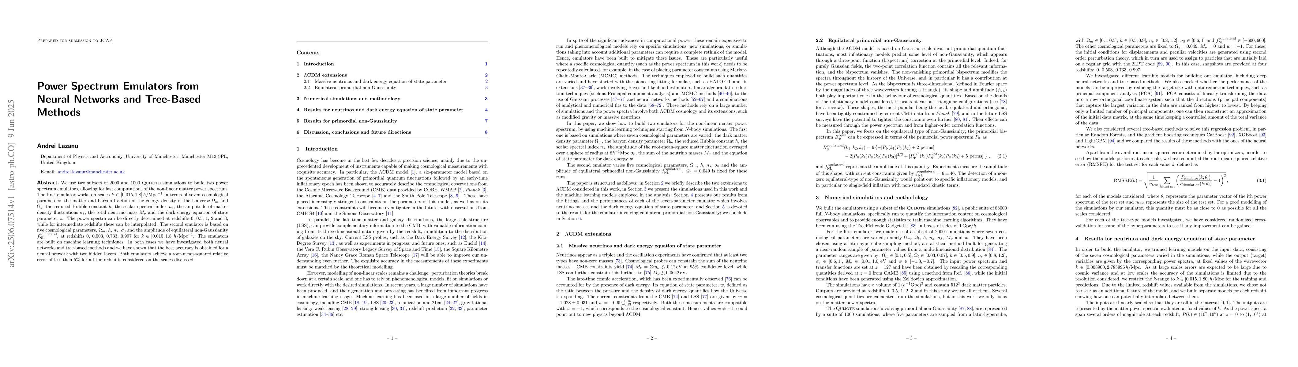 Thumbnail for Power Spectrum Emulators from Neural Networks and Tree-Based Methods