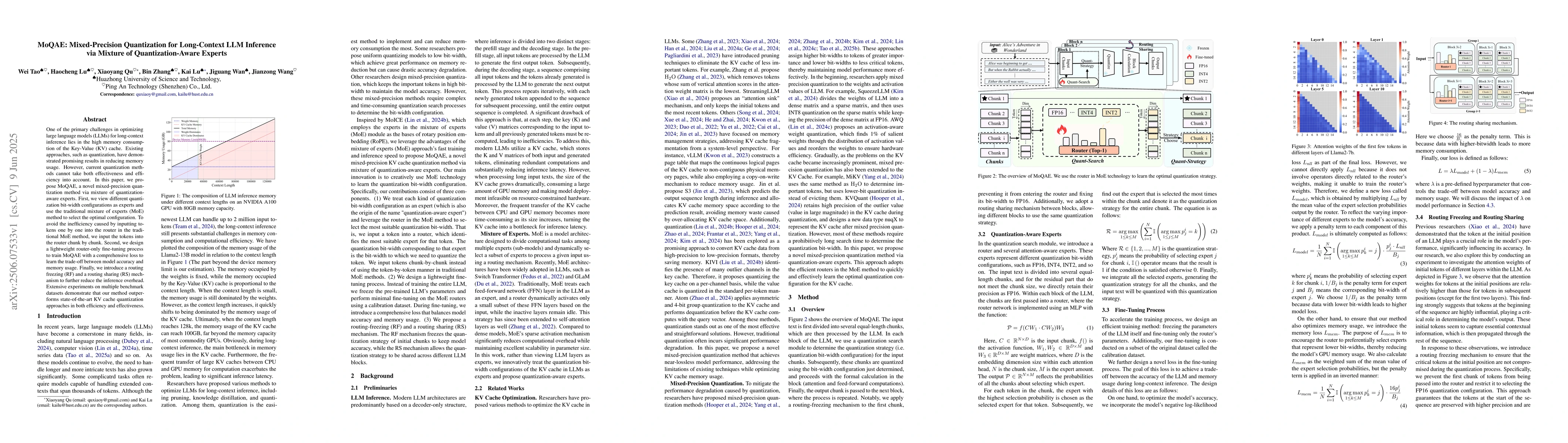 Thumbnail for MoQAE: Mixed-Precision Quantization for Long-Context LLM Inference via
  Mixture of Quantization-Aware Experts
