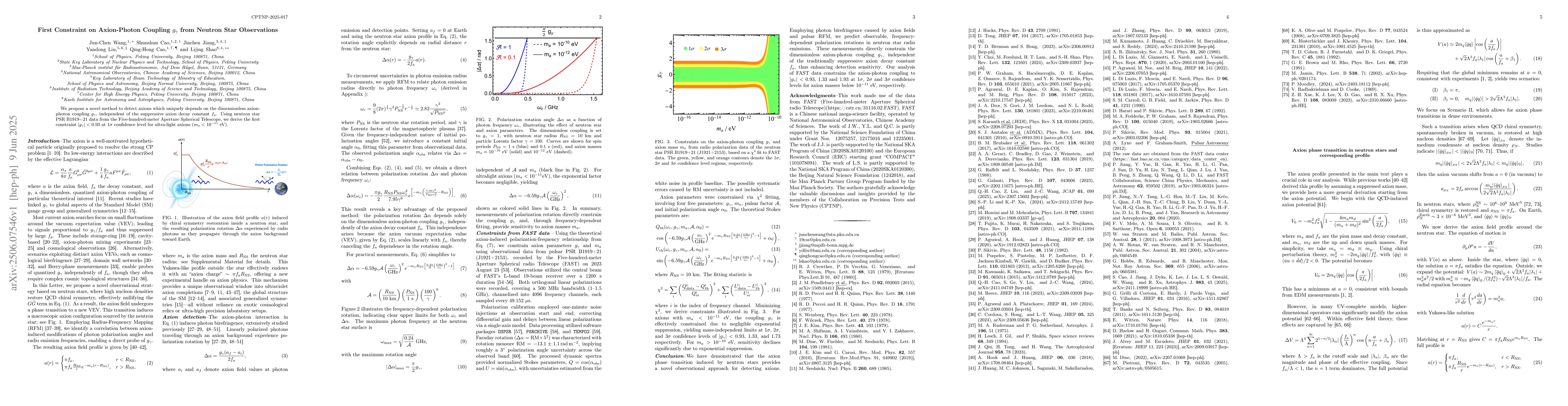 Thumbnail for First Constraint on Axion-Photon Coupling $g_γ$ from Neutron Star
  Observations