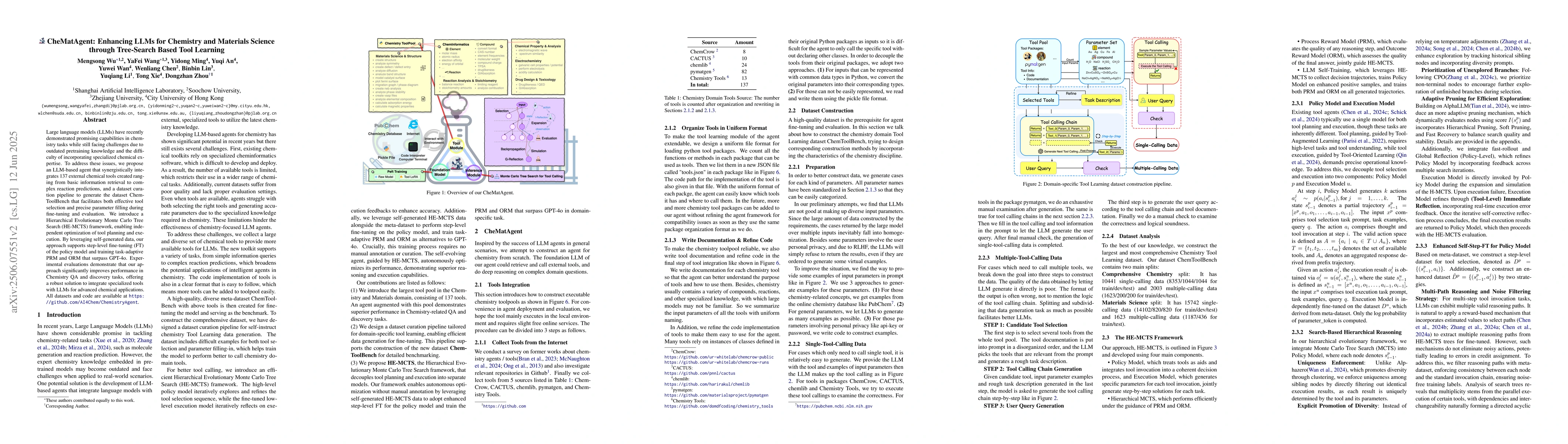 Thumbnail for CheMatAgent: Enhancing LLMs for Chemistry and Materials Science through
  Tree-Search Based Tool Learning