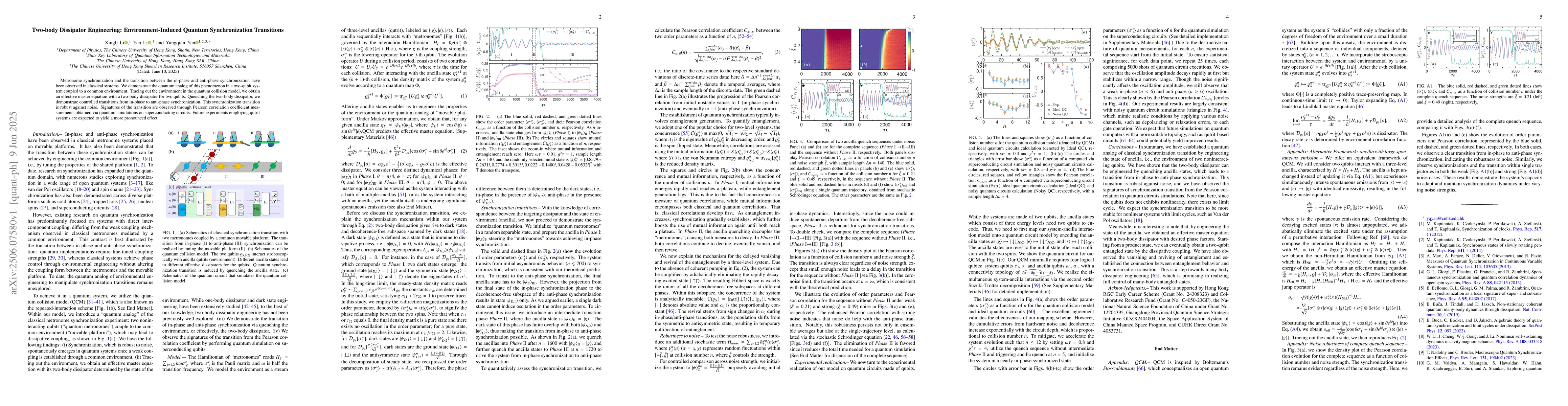 Thumbnail for Two-body Dissipator Engineering: Environment-Induced Quantum
  Synchronization Transitions