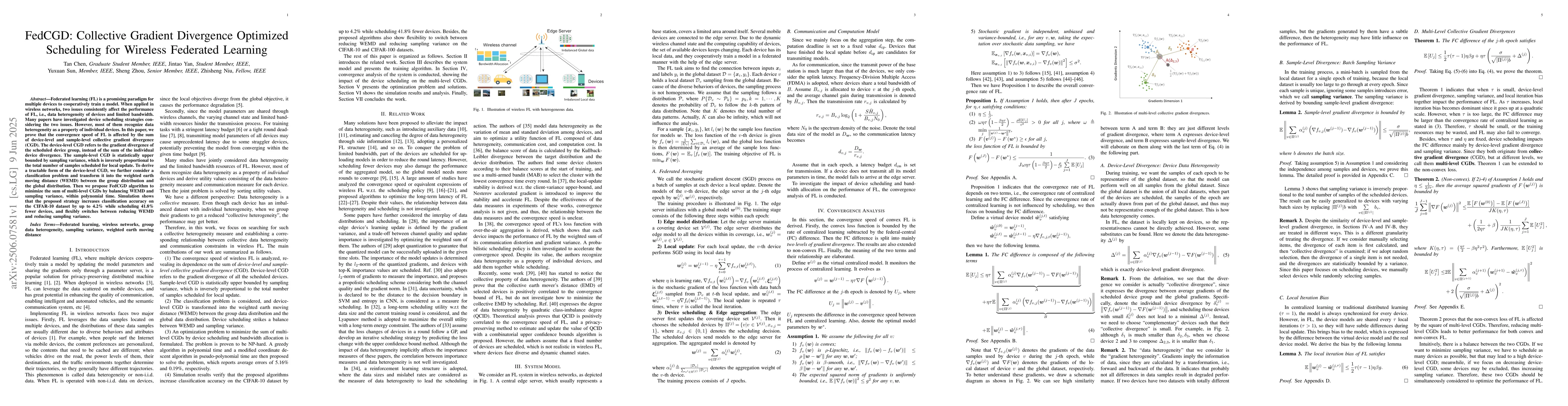 Thumbnail for FedCGD: Collective Gradient Divergence Optimized Scheduling for Wireless
  Federated Learning