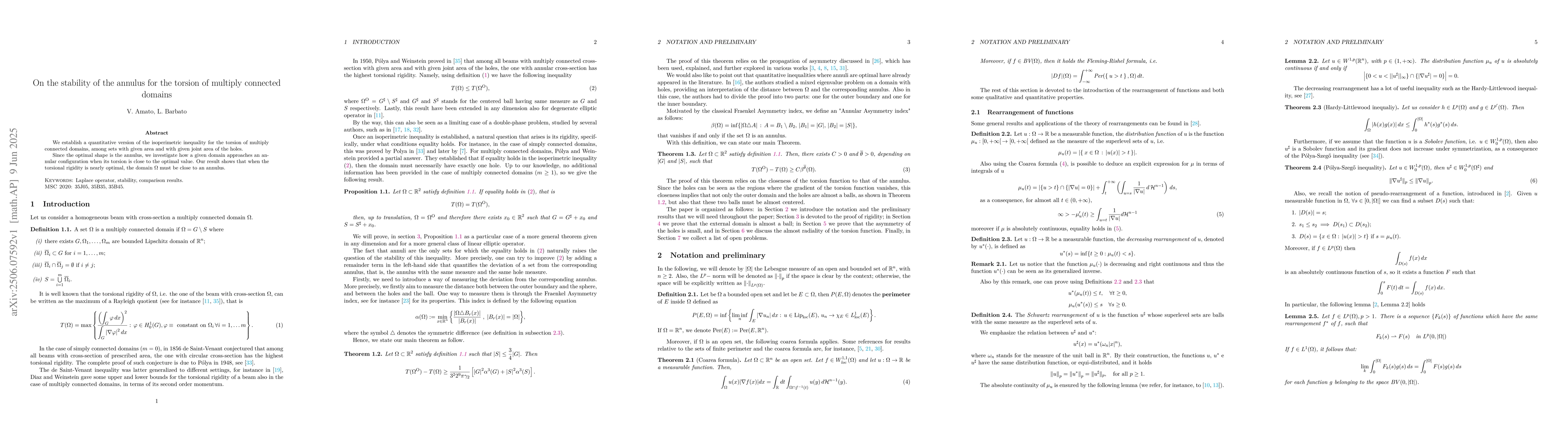 Thumbnail for On the stability of the annulus for the torsion of multiply connected
  domains