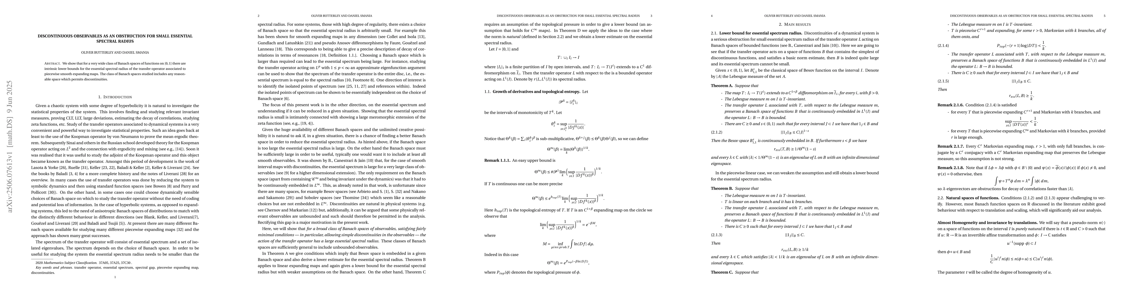 Thumbnail for Discontinuous observables as an obstruction for small essential spectral
  radius
