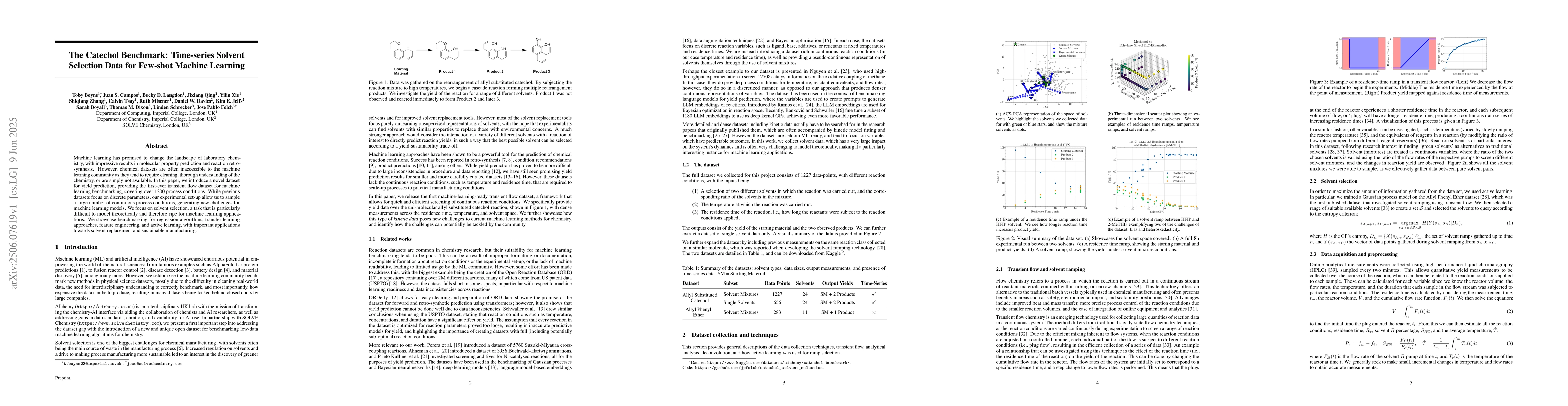 Thumbnail for The Catechol Benchmark: Time-series Solvent Selection Data for Few-shot
  Machine Learning