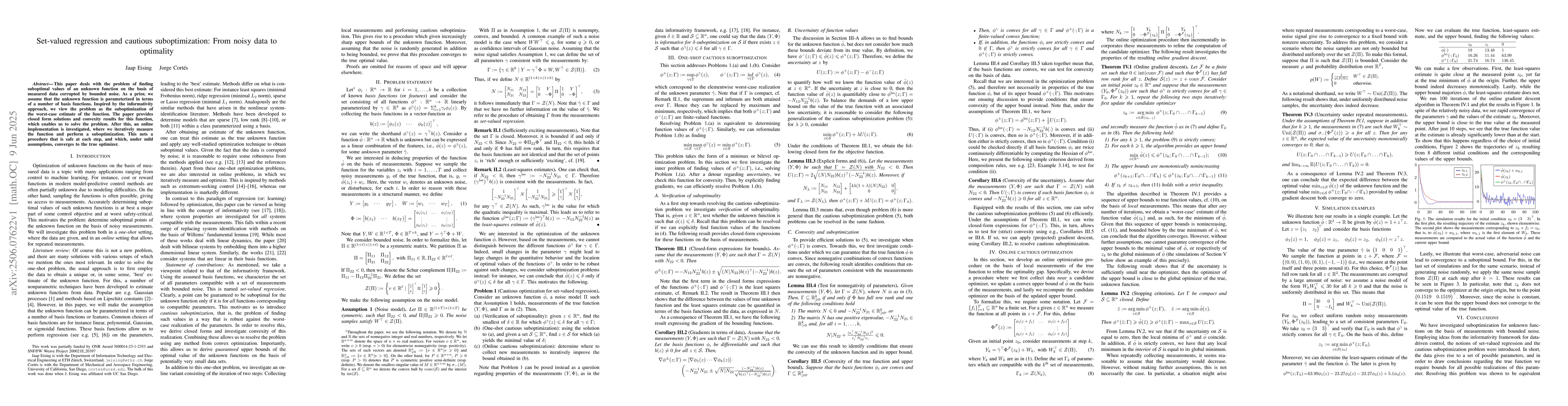Thumbnail for Set-valued regression and cautious suboptimization: From noisy data to
  optimality