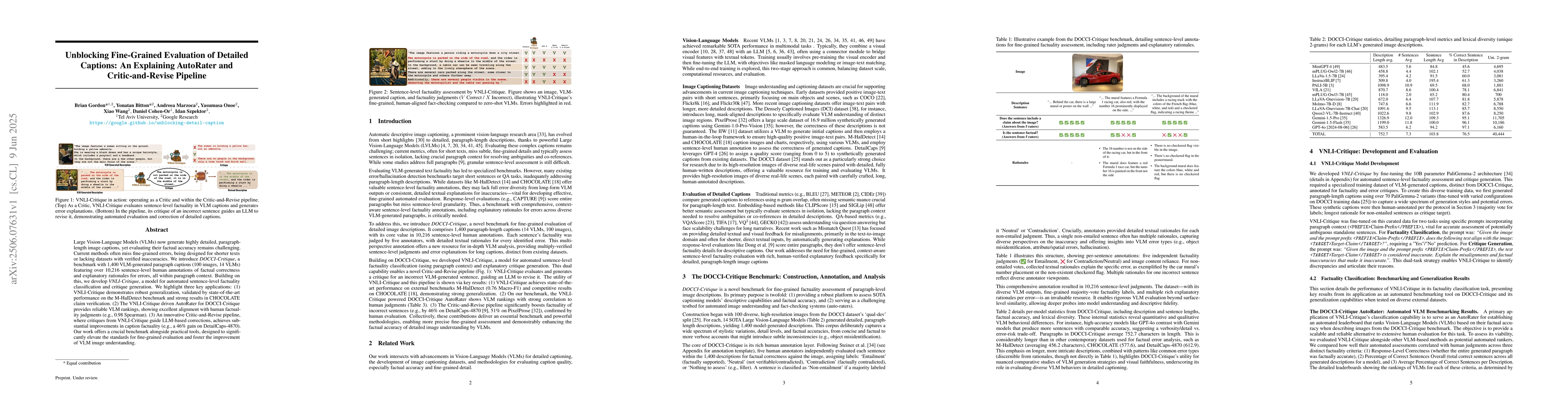 Thumbnail for Unblocking Fine-Grained Evaluation of Detailed Captions: An Explaining
  AutoRater and Critic-and-Revise Pipeline