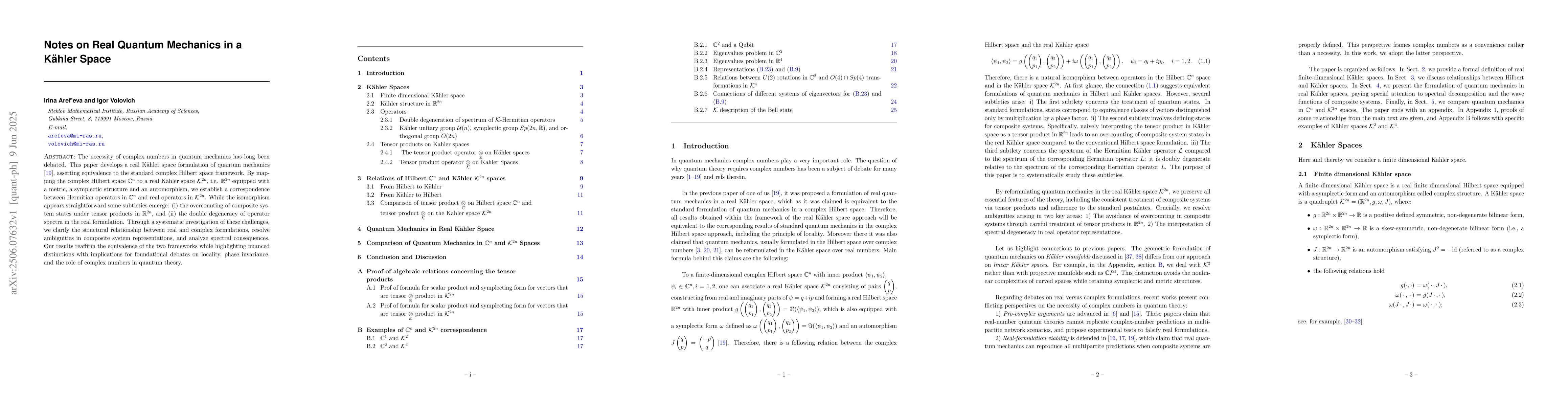 Thumbnail for Notes on Real Quantum Mechanics in a Kahler Space