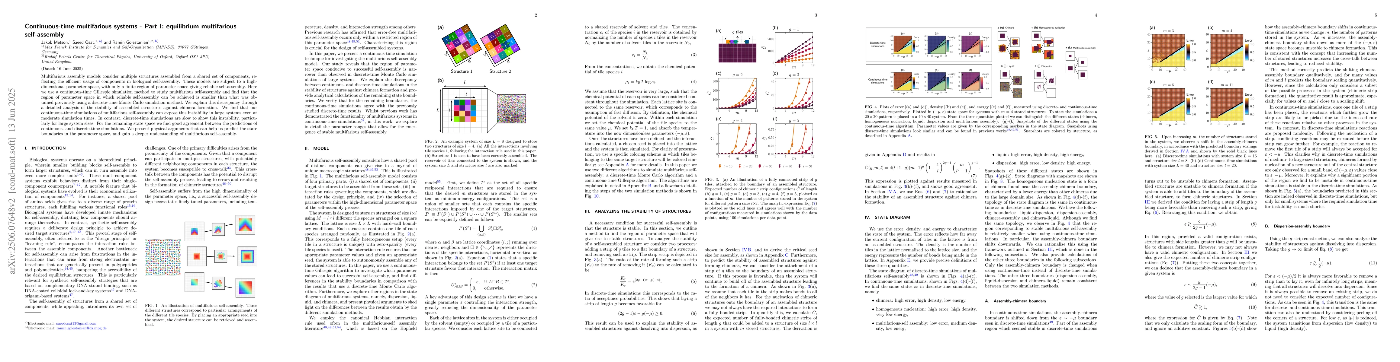 Thumbnail for Continuous-time multifarious systems -- Part I: equilibrium multifarious
  self-assembly