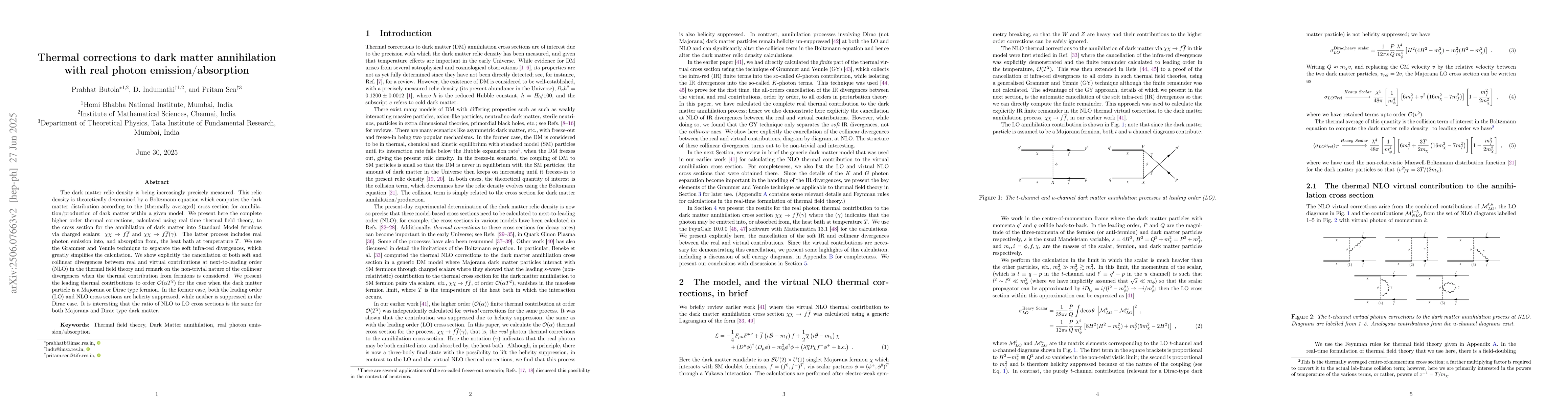 Thumbnail for Thermal corrections to dark matter annihilation with real photon
  emission/absorption