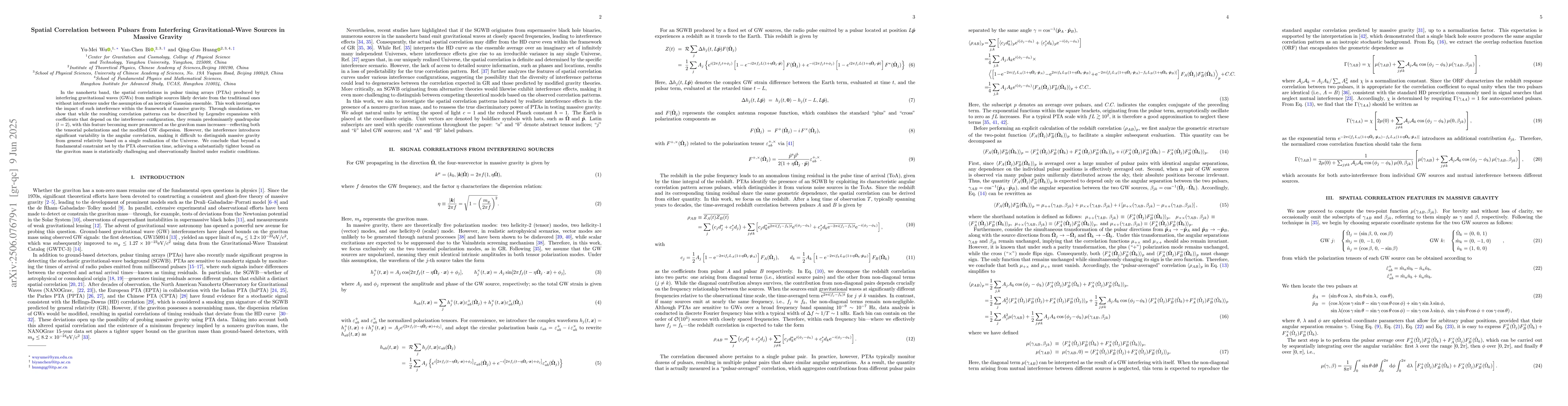 Thumbnail for Spatial Correlation between Pulsars from Interfering Gravitational-Wave
  Sources in Massive Gravity